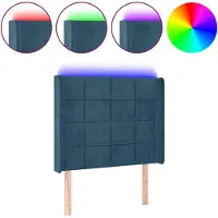 vidaXL Hoofdbord LED 83x16x118/128 cm fluweel donkerblauw