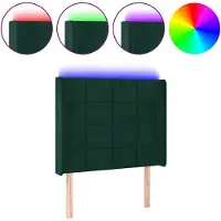 vidaXL Hoofdbord LED 83x16x118/128 cm fluweel donkergroen