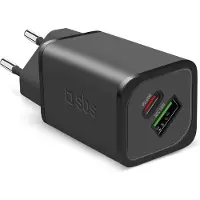 SBS Wall Charger 1xusb-c 65w & 1x Usb-a 18w Black