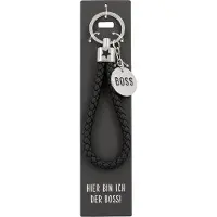 Depesche sleutelhanger Boss met metalen hanger en kunstlederen lus.