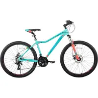 Happiq Dames mountainbike – Voor volwassenen – 21 versnellingen, vergrendelbare verende vork, dubbele schijfremmen, aluminium frame – Groen, 51/66/69 cm