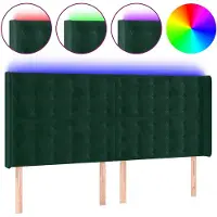 vidaXL Hoofdbord LED 203x16x118/128 cm fluweel donkergroen