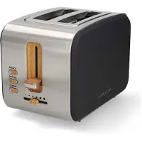 Gastronoma 18140005 - 2-kleps broodrooster met soft-touch afwerking en ontdooifunctie - 6 bruiningsstanden en 900W - Zwart