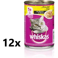Whiskas - Kattenvoer - Blik - Adult - Brokjes in Saus - Kip - 12x400g