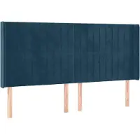 vidaXL Hoofdbord met randen 183x16x118/128 cm fluweel donkerblauw
