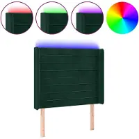 vidaXL Hoofdbord LED 93x16x118/128 cm fluweel donkergroen