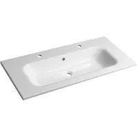 Sapho Sidra Kunstmarmeren dubbele wastafel 101x46cm, wit