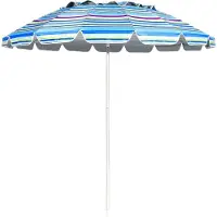 Costway Strandparasol, 182 cm, strandparasol, tuinparasol, windbestendig, stevig, UPF 50+, 30 graden knikbaar, zonwering, met grondpen en draagtas voor balkon, tuin en terras