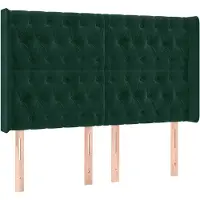 vidaXL Hoofdbord met randen 163x16x118/128 cm fluweel donkergroen