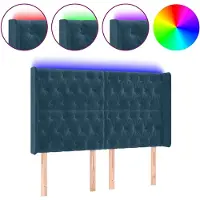 vidaXL Hoofdbord LED 147x16x118/128 cm fluweel donkerblauw