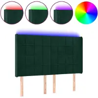 vidaXL Hoofdbord LED 147x16x118/128 cm fluweel donkergroen