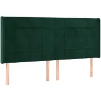 vidaXL Hoofdbord met randen 183x16x118/128 cm fluweel donkergroen