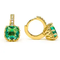 Luxenter Oorbellen met groene Paraiba hydrothermale kwarts, afgewerkt in 18k geelgoud - Rilhi