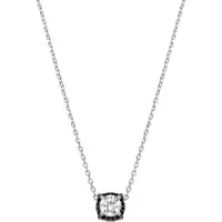 Luxenter Ketting van 925 sterling zilver en zirkonia-onyx met rhodiumafwerking - Lehak