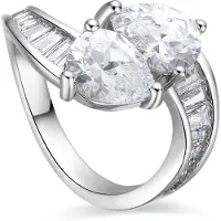 Luxenter ring met glanzende zirkonia zilverkleurige afwerking - Darbia