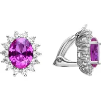 Luxenter Oorbellen van 925 sterling zilver en roze zirkonia met rhodiumafwerking - Dinoc