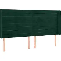 vidaXL Hoofdbord met randen 203x16x118/128 cm fluweel donkergroen