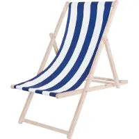 Merkloos Platinet - Inklapbare strandstoel - Hout - Blauw Gestreept