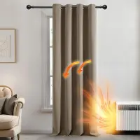 OEM Verduisteringsgordijnen met Ringen, Thermische Gordijnpanelen met Blackout Stof voor Slaapkamer, Woonkamer, 132x229 cm (B x H), Taupe, 1 stuk