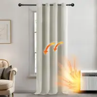 OEM Verduisteringsgordijnen met Ringen, Thermische Gordijnpanelen met Blackout Stof, voor Slaapkamer, 132x160 cm (B x H), Crème, 1 stuk