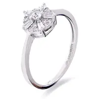 Luxenter Ring van 925 sterling zilver met glanzende zirkonia en rhodiumafwerking - Umya