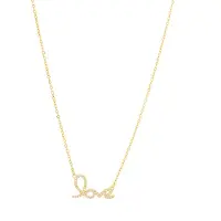 Luxenter Ketting van 925 sterling zilver met glanzende zirkonia, afgewerkt in 18 karaats geelgoud - Amor