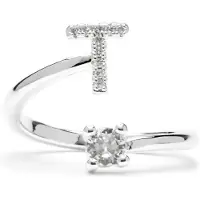 Luxenter Ring met glanzende zirkonia, zilveren afwerking - Alphabet