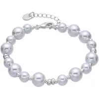 Luxenter Armband met witte parel, afwerking in rhodium - Akio