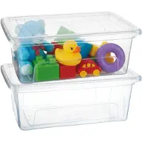 PlasticForte Opslagbox Easy met deksel - 2x - 9.7 Liter - 40 x 26 x 15 cm - transparant - kunststof