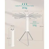 Songmics - Draagbaar en opvouwbaar verticaal wasrek - droogrek voor op reis balkon en tuin - wit met zilver