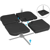 Woltu MakkelijkMooi Vulbare Gewichtsplaten voor Parasolkruisvoet - Parasolvoet - Vulbaar met Water of Zand - 60L/80KG - 4 Platen 50x50x8