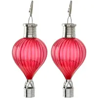 Cepewa LED ballonhanger - 2x - rood - H17 cm - luchtballon - tuinverlichting/buitenlamp