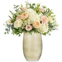 Mica Decorations hoge Bloemenvaas - keramiek - wit glans / ribbels - D30 x H50 cm - vaas Porto