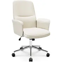 COLAMY Ergonomische bureaustoel – Hoge rugleuning in schelpdesign, in hoogte verstelbaar – Beige