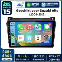 Hexinex HexinexMarket Octa-Core autoradio Geschikt voor Suzuki Alto 2009-2016 - Draadloos CarPlay, Android Auto, GPS Navi, Android 15, multimediaspeler, 4GB+64GB
