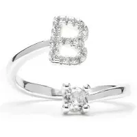 Luxenter Ring met glanzende zirkonia, zilveren afwerking - Alphabet