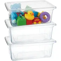 PlasticForte Opslagbox Easy met deksel - 3x - 9.7 Liter - 40 x 26 x 15 cm - transparant - kunststof