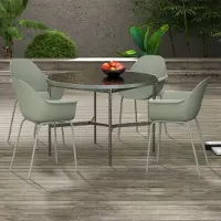 MODFU - Tuinstoelen 4-Delige Set - Met Rugleuning En Armleuningen - Voor Terras Of Balkon - Kunststof En Staal - Groen