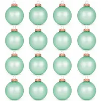Krebs Kerstballen - 16x - velvet groen - glas - 7 cm - kerstboomversiering