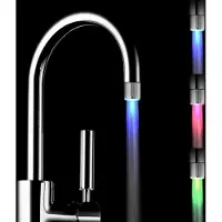 Azalia 2-pack kleurrijke LED water kraan met 3 kleuren veranderende temperatuurregeling, RC-F03 Waterstroom kraan Tap voor keuken en badkamers.