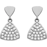Luxenter Oorbellen van 925 sterling zilver met glanzende zirkonia, afgewerkt met rhodium - Dyom