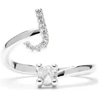 Luxenter Ring met glanzende zirkonia, zilveren afwerking - Alphabet