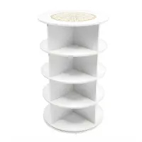 Happiq Schoenenkast Draaibaar – 4 Niveaus – PVC Opbergrek – Voor Entree, Woonkamer en Kantoor – 59x59x92,7 cm – Wit