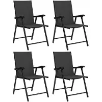Outsunny klapstoelenset - Staal, Texteline - Zwart