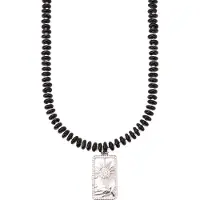 Luxenter Ketting van 925 sterling zilver en zwarte agaat met rhodiumafwerking - Laha