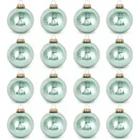 Krebs Kerstballen - 16x st - mintgroen - 7 cm - glas - seafoam groen - kerstversiering