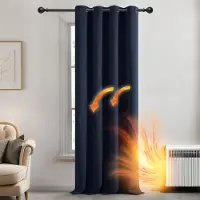 Azalia Verduisteringsgordijnen met Ringen, Marineblauw, 140x180 cm (B x H), Gordijnen Zonwerend voor Woonkamer, Slaapkamer, Kant en Klaar, 1 stuk