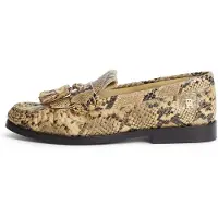 Tommy Hilfiger Mocassins 'Snake Print Tassel' beige / zwart