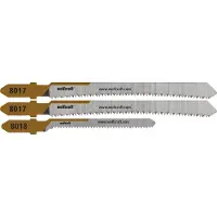 Wolfcraft - Decoupeerzaagbladen voor Meubels - 3 stuks - Voor rechte en bochtsneden door gefineerd hout, fijne snede, Mirror-Cut - 2391000