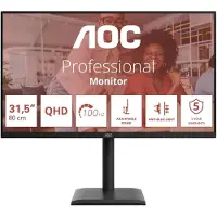 AOC Q32E4U kantoormonitor 32-inch QHD-monitor, luidsprekers, in hoogte verstelbaar, draaibaar, kantelbaar, zwart